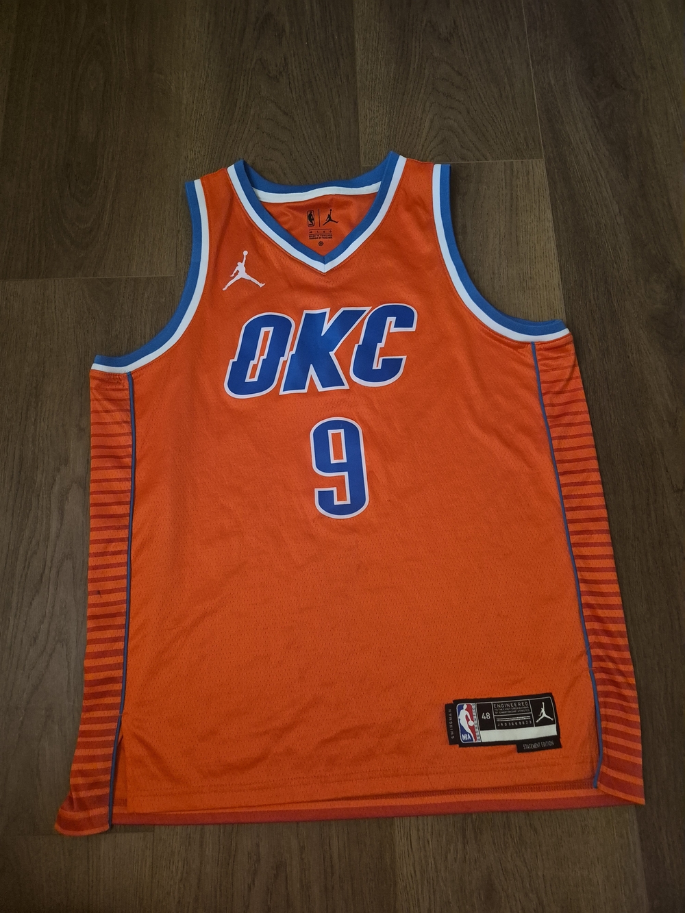 Jordan OKC Thunder Orange #9 Basketball Jersey